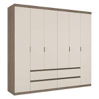 Guarda Roupa Casal Nobre 6 Portas Rustic Off White E Cabeceira Com Mesas De Cabeceira Formosa Glass Rustic- Thb - 2