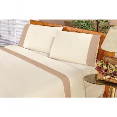 Jogo De Cama Lençol Queen Elegance Exclusivo180 Fios 80% Algodão 04 Peças - Palha E Caqui