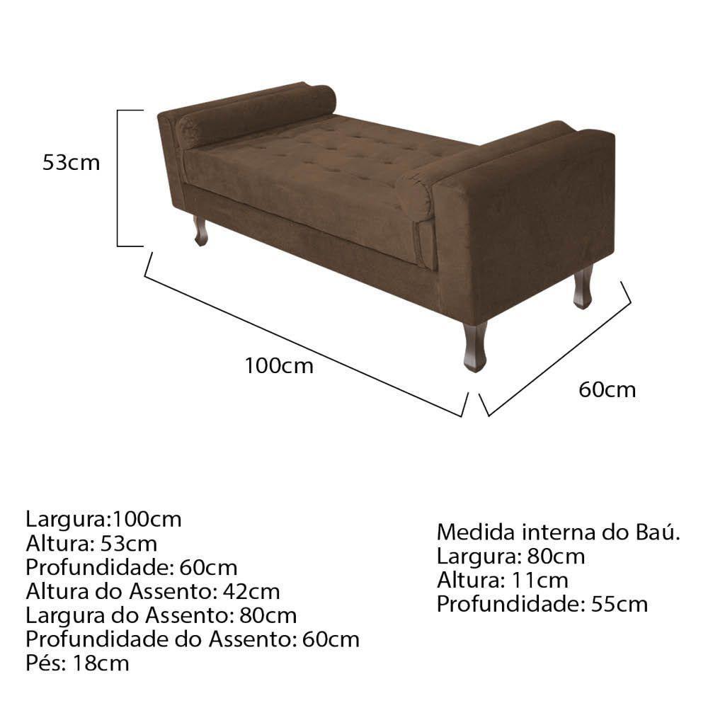 Cabeceira Lady e Recamier Félix 100 Cm Solteiro Suede Marrom - 5