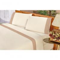 Jogo De Cama Lençol Queen Elegance Exclusivo180 Fios 80% Algodão 04 Peças - Palha E Caqui - 1