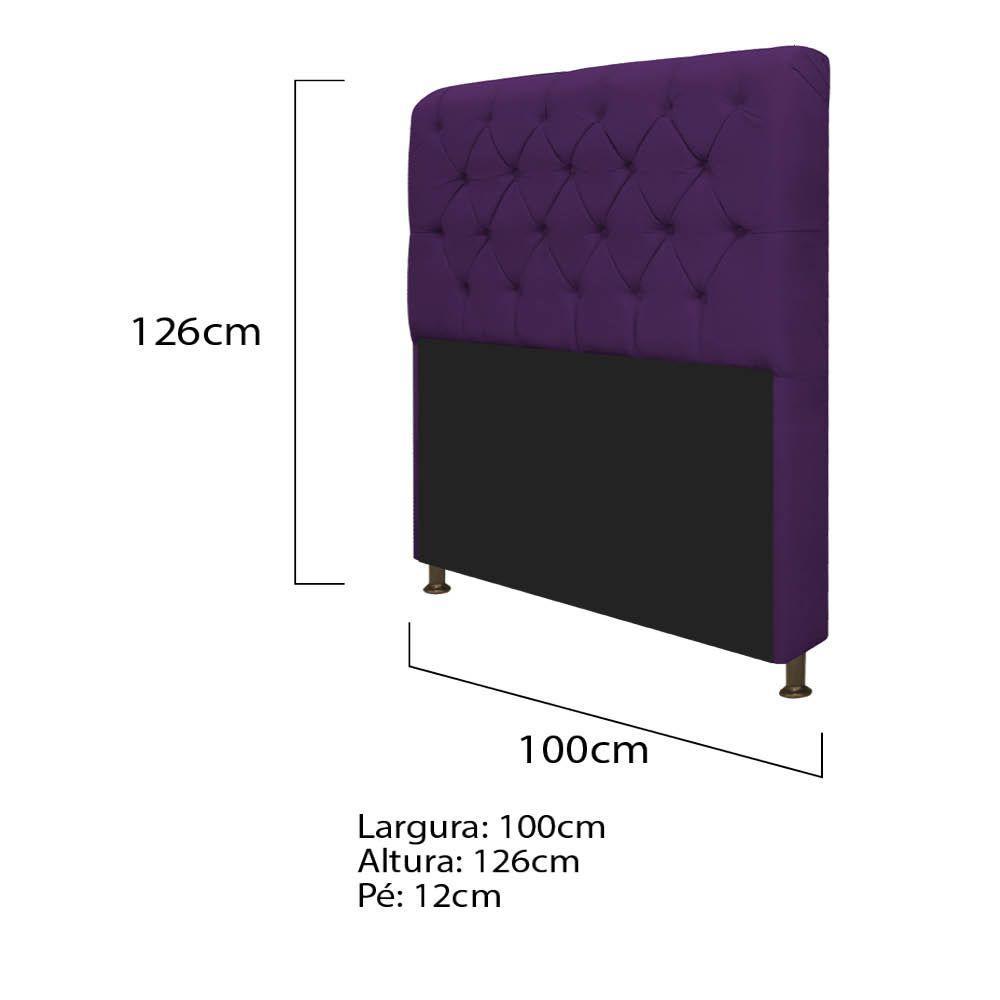 Cabeceira Lady e Recamier Félix 100 Cm Solteiro Suede Roxo - 3