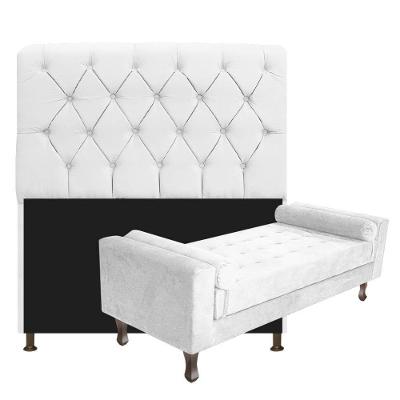 Cabeceira Lady e Recamier Félix 100Cm Solteiro Suede Branco