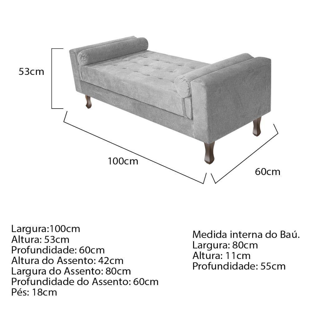 Cabeceira Lady e Recamier Félix 100 Cm Solteiro Suede Cinza - 4