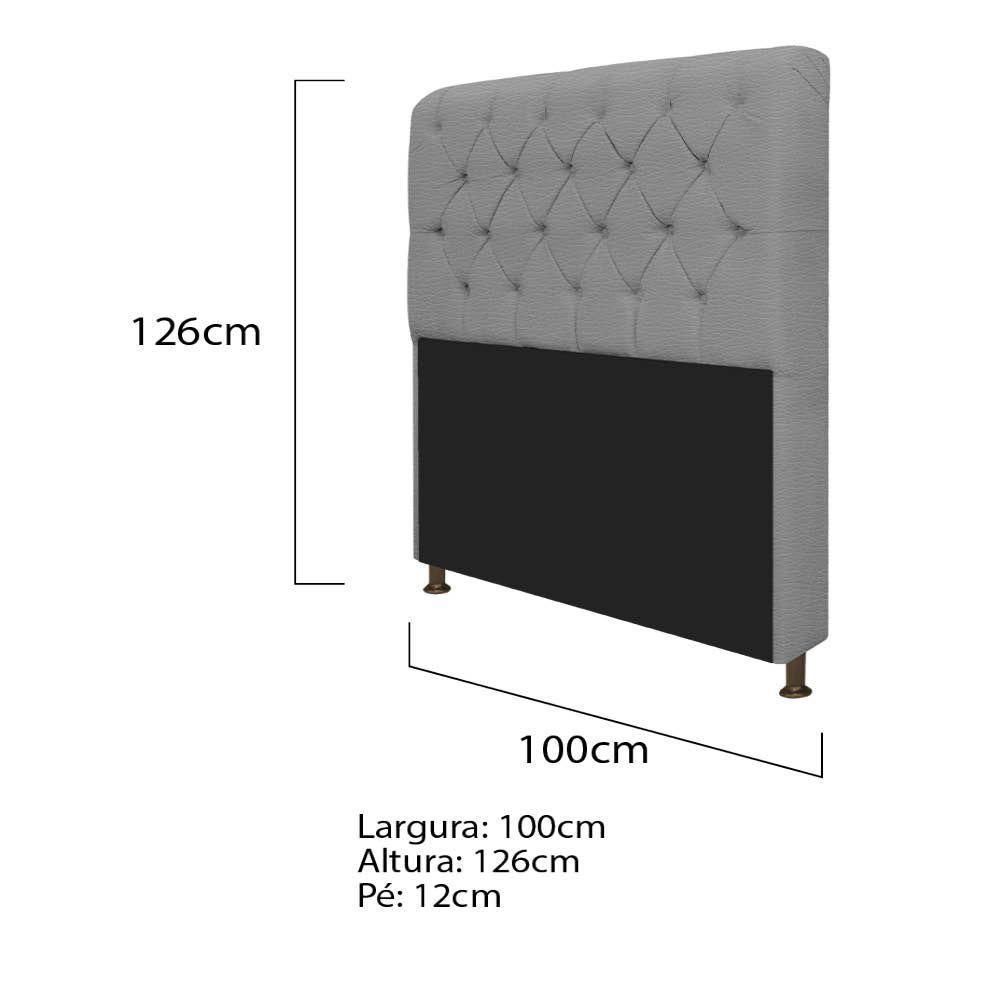 Cabeceira Lady e Recamier Félix 100 Cm Solteiro Cinza - 2