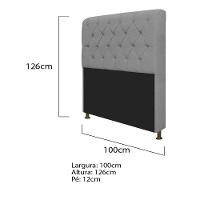 Cabeceira Lady e Recamier Félix 100 Cm Solteiro Cinza - 2