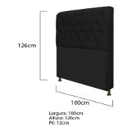 Cabeceira Lady e Recamier Félix 100Cm Solteiro Suede Preto - 2