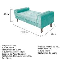 Cabeceira Lady e Recamier Félix 100 Cm Solteiro Azul Tiffany