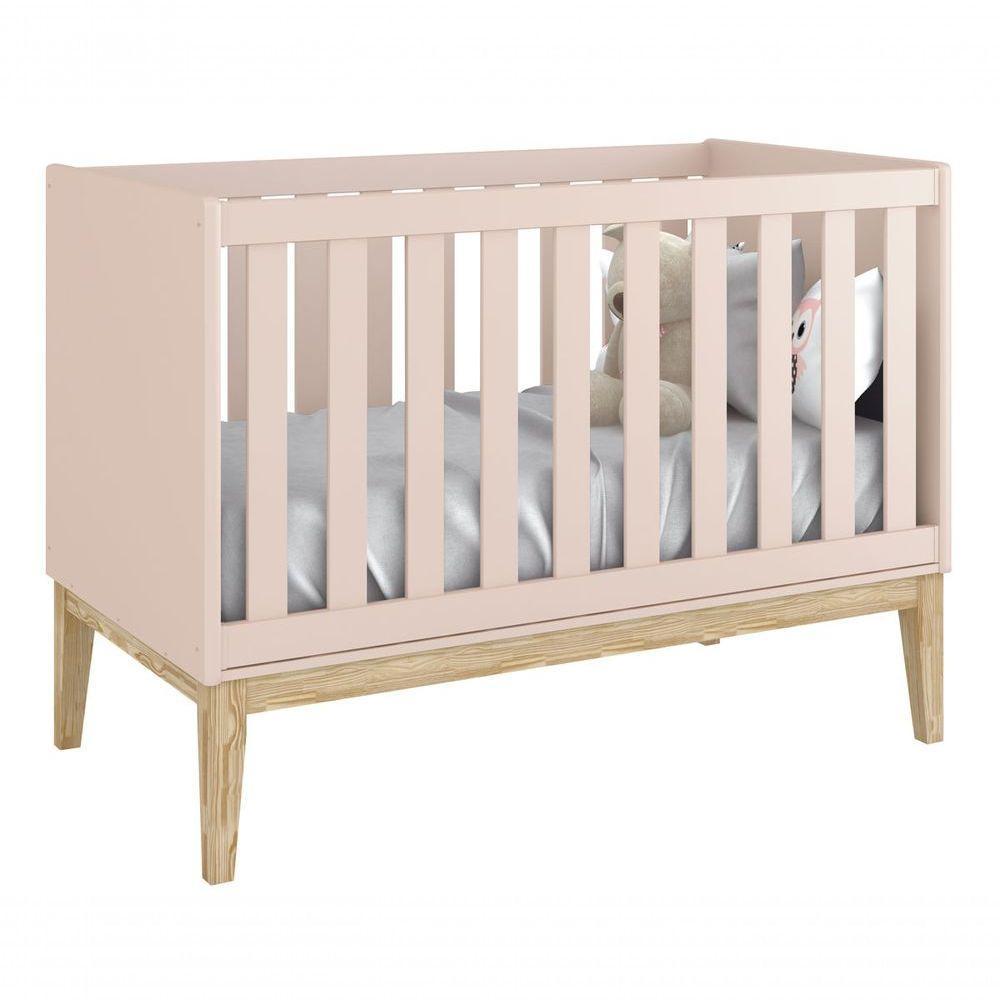 Berço Americano Classic New Rosa Fosco Com Natural - Moveisaqui - 1