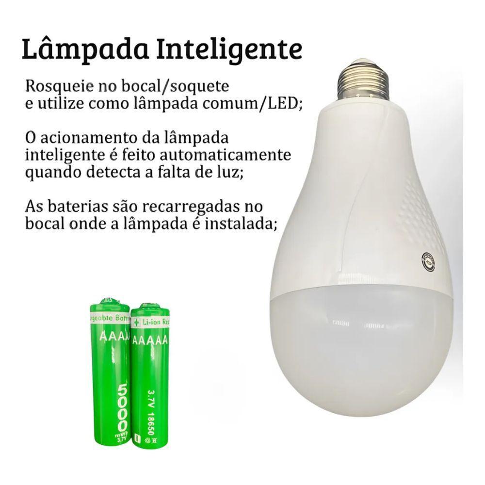 Lampada De Emergencia Inteligente Recarregavel Led E27 Queda De Energia Pesca Trilha Portatil Camping Potente Multiuso - 4