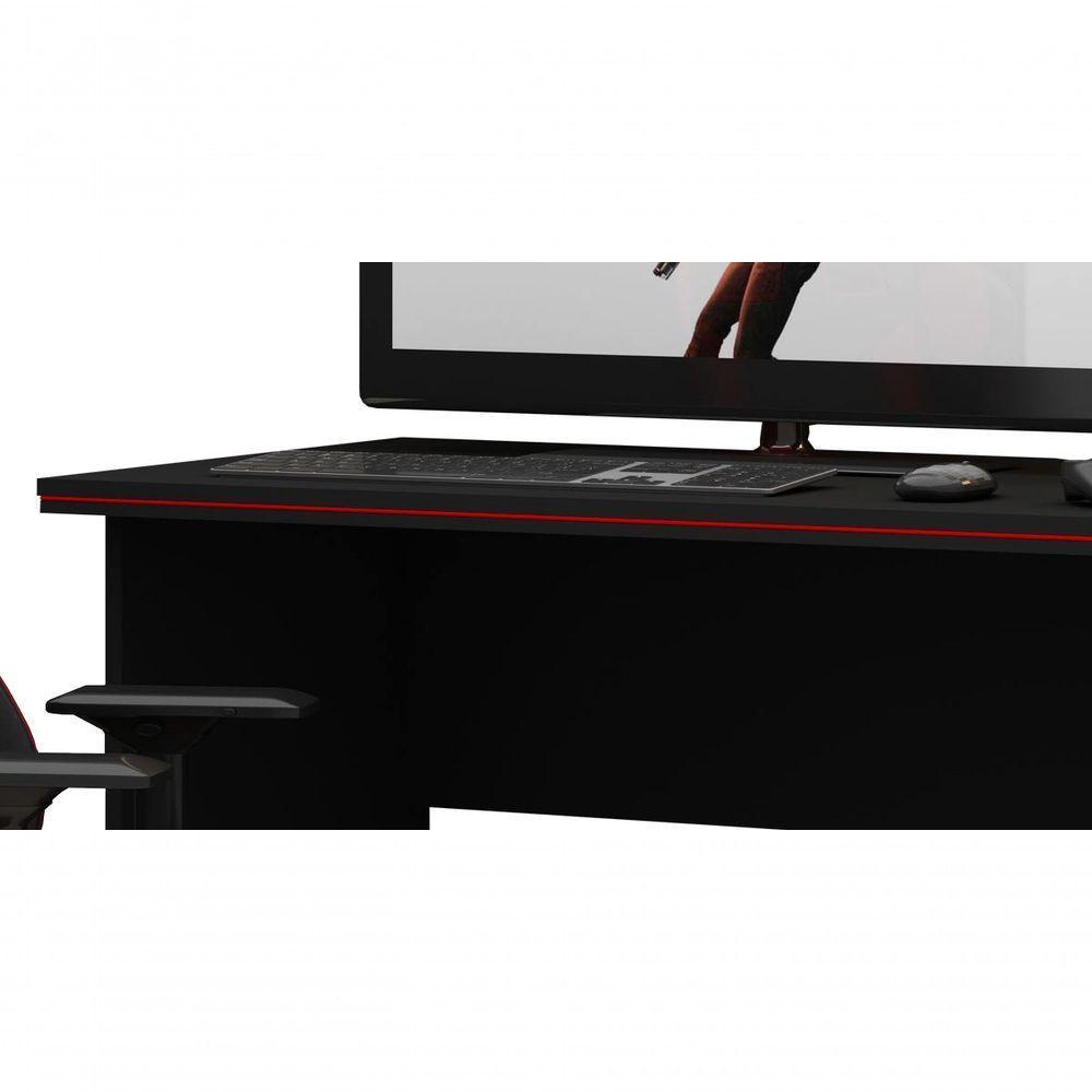 Mesa Para Computador Gamer Preto Com Vermelho - Gelius Móveis - 3
