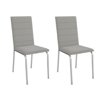 Cadeira De Cozinha Amsterdã 2c091 Aço Kit 2 Un Cromado-boucle Cinza - Kappesberg