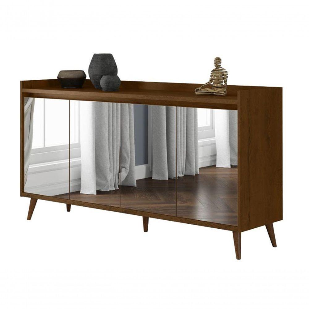 Buffet Aparador Retrô Com Espelho Delux 4 Portas Malbec - Moveisaqui - 1