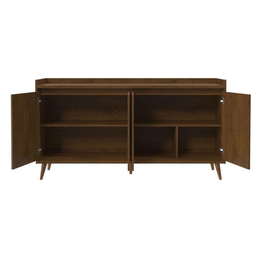 Buffet Aparador Retrô Com Espelho Delux 4 Portas Malbec - Moveisaqui - 5