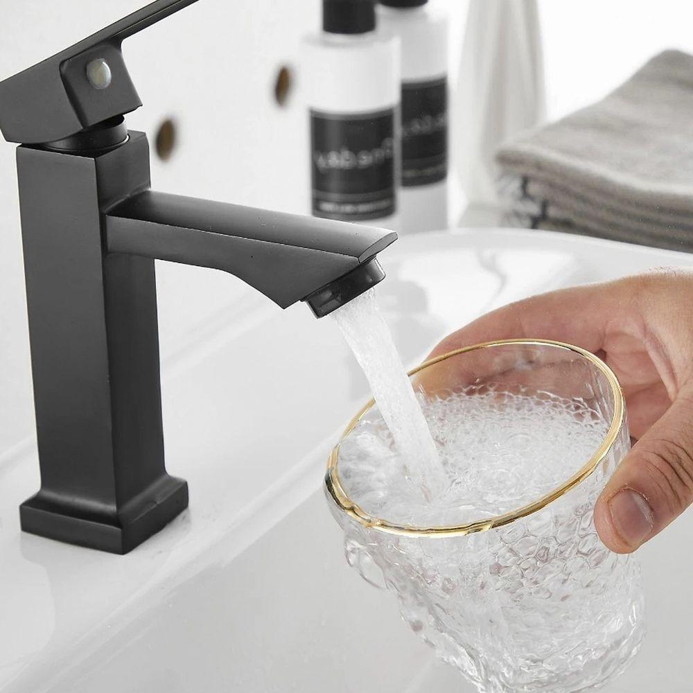 Torneira Banheiro Monocomando Preta Luxo Bancada Moderna Varanda Lavanderia Lavabo Hotel Restaurante Casa - 3