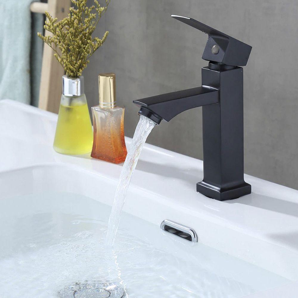 Torneira Banheiro Monocomando Preta Luxo Bancada Moderna Varanda Lavanderia Lavabo Hotel Restaurante Casa - 5