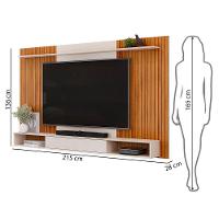 Painel Leo Com Ripas E Prateleira Freijó Com Off White - 6