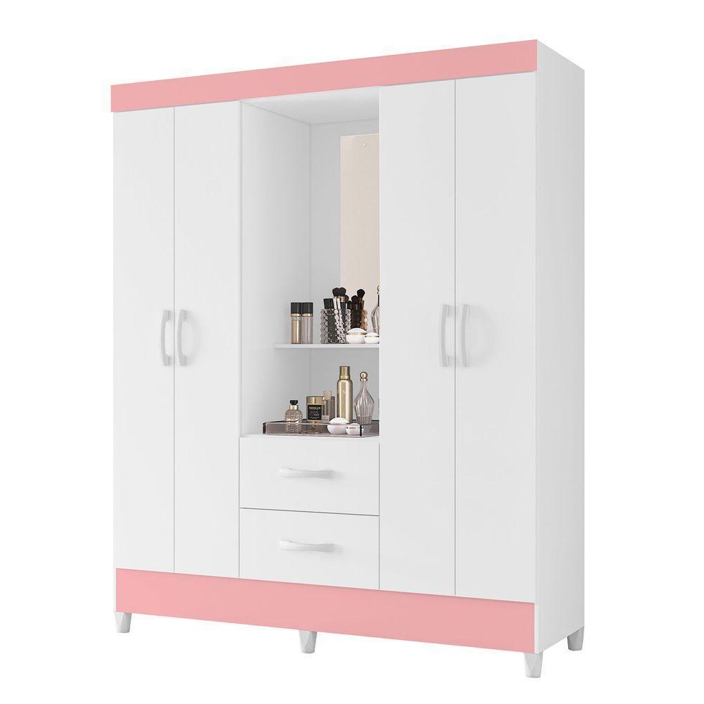 Guarda Roupa Mobi Capelinha Biflex Branco Fosco Liso-rosa Matte - Albatroz Móveis - 2