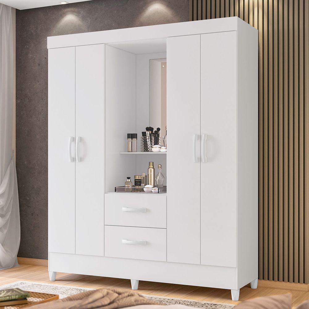 Guarda Roupa Mobi Capelinha Biflex Branco Fosco Liso-rosa Matte - Albatroz Móveis - 3