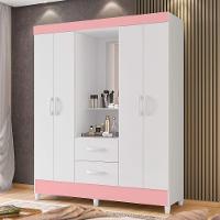 Guarda Roupa Mobi Capelinha Biflex Branco Fosco Liso-rosa Matte - Albatroz Móveis