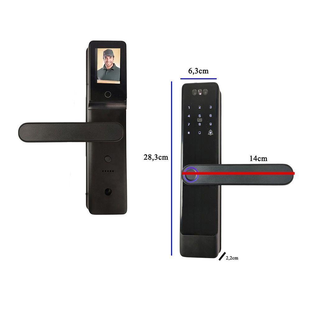 Fechadura Digital Eletronica Porta Senha Wifi App Celular Biometria Facial Chave Bateria Casa Residencia Acesso Restrito - 5