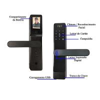 Fechadura Digital Eletronica Porta Senha Wifi App Celular Biometria Facial Chave Bateria Casa Residencia Acesso Restrito