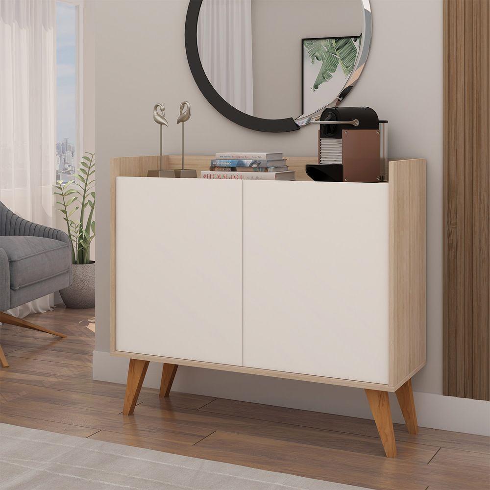 Aparador Buffet Fly 2 Portas Carvalho Com Off White - Móveisaqui - 2
