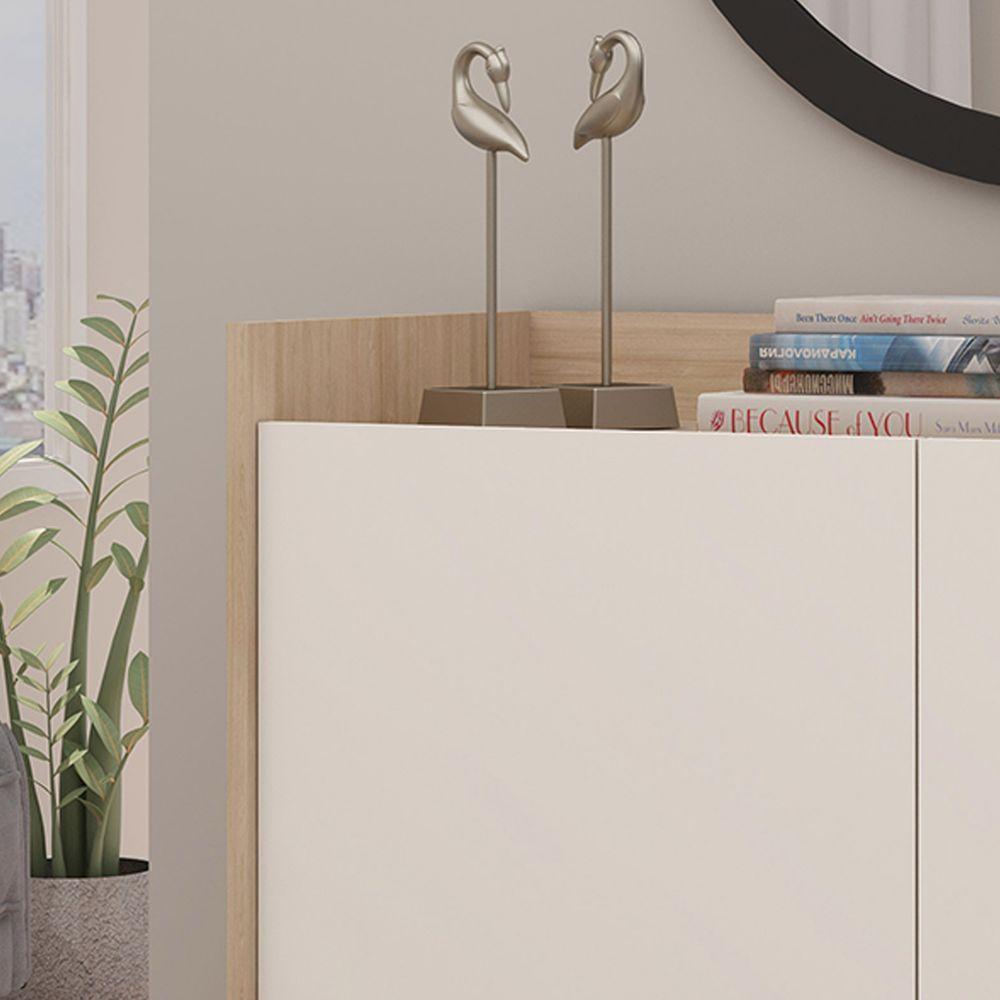 Aparador Buffet Fly 2 Portas Carvalho Com Off White - Móveisaqui - 4