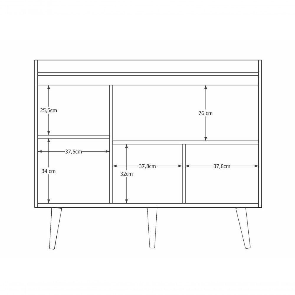Buffet Aparador Retrô Delux 3 Portas Branco Gloss - Moveisaqui - 4