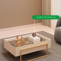 Mesa De Centro Kika De Sala Hall Moderna Com Espelho Pes Em Metal Off White