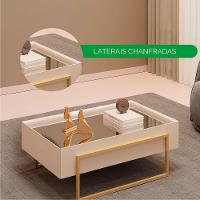 Mesa De Centro Kika De Sala Hall Moderna Com Espelho Pes Em Metal Off White - 5