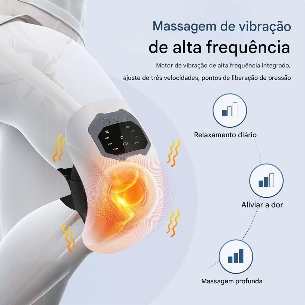 Massageador De Joelho Vibraçao Aquecimento Tensao Muscular Alivia Dor Lesao Articulaçao Massagem Confortavel Relaxante - 9