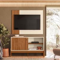 Home Rack Painel 1.2 Wood Sala Para Tv De 42 Polegadas Cinamomo Mel Com Off White - 2