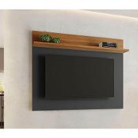 Painel Para Tv Assimério Preto Com Freijó - Moveisaqui - 2