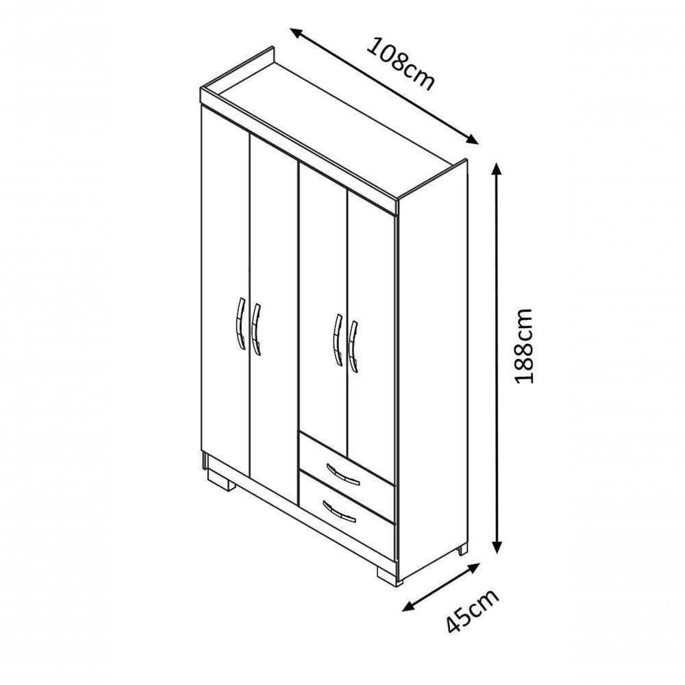 Guarda-roupa 4 Portas Nt 5005 Branco - Notável - 6