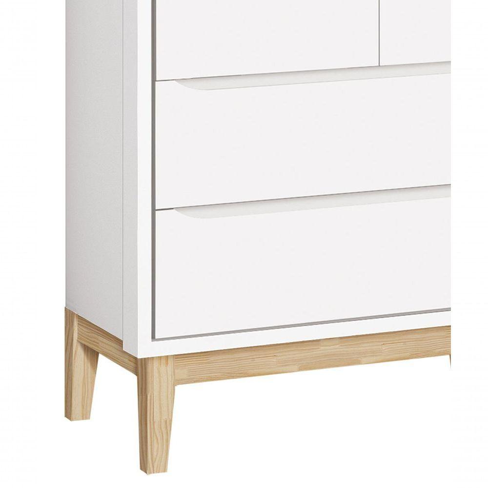 Guarda-roupa Retrô 2 Portas Classic New Branco Fosco Com Natural - Moveisaqui - 2