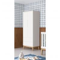 Guarda-roupa Retrô 2 Portas Classic New Branco Fosco Com Natural - Moveisaqui - 6