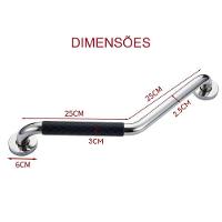 Barra Alça Apoio Angular 25x25cm Inox Antiderrapante Pcd Idoso Gestante Criança Anti Queda Acidentes Segurança - 2