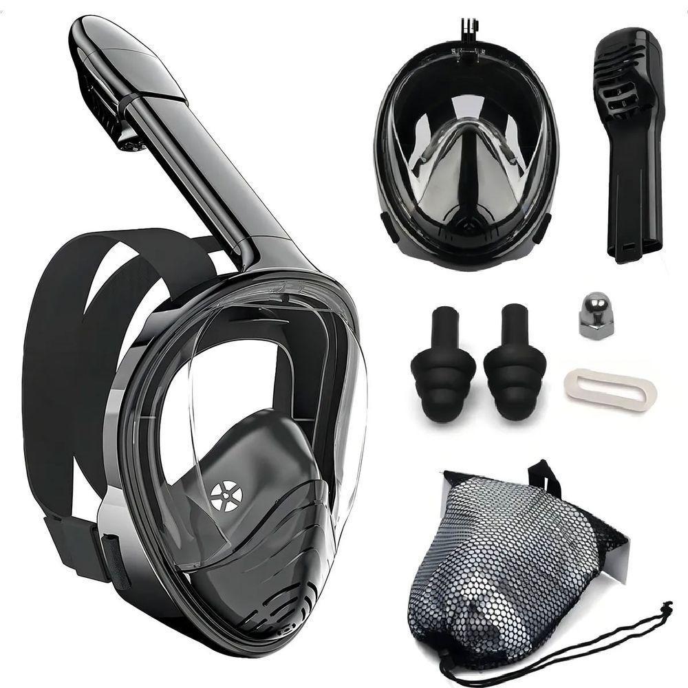 Mascara De Margulho Full Face Snorkel Anti Embaçamento Diversao Nataçao Praia Piscina Suporte Camera Lazer Seguro - 2