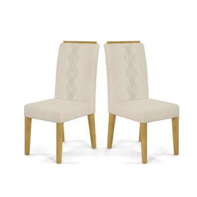 Cadeira De Jantar Yasmin Conjunto Com 2 Cadeiras Cedro Com Veludo Neve