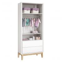 Guarda-roupa Retrô 2 Portas Classic New Branco Fosco Com Natural - Reller - 5