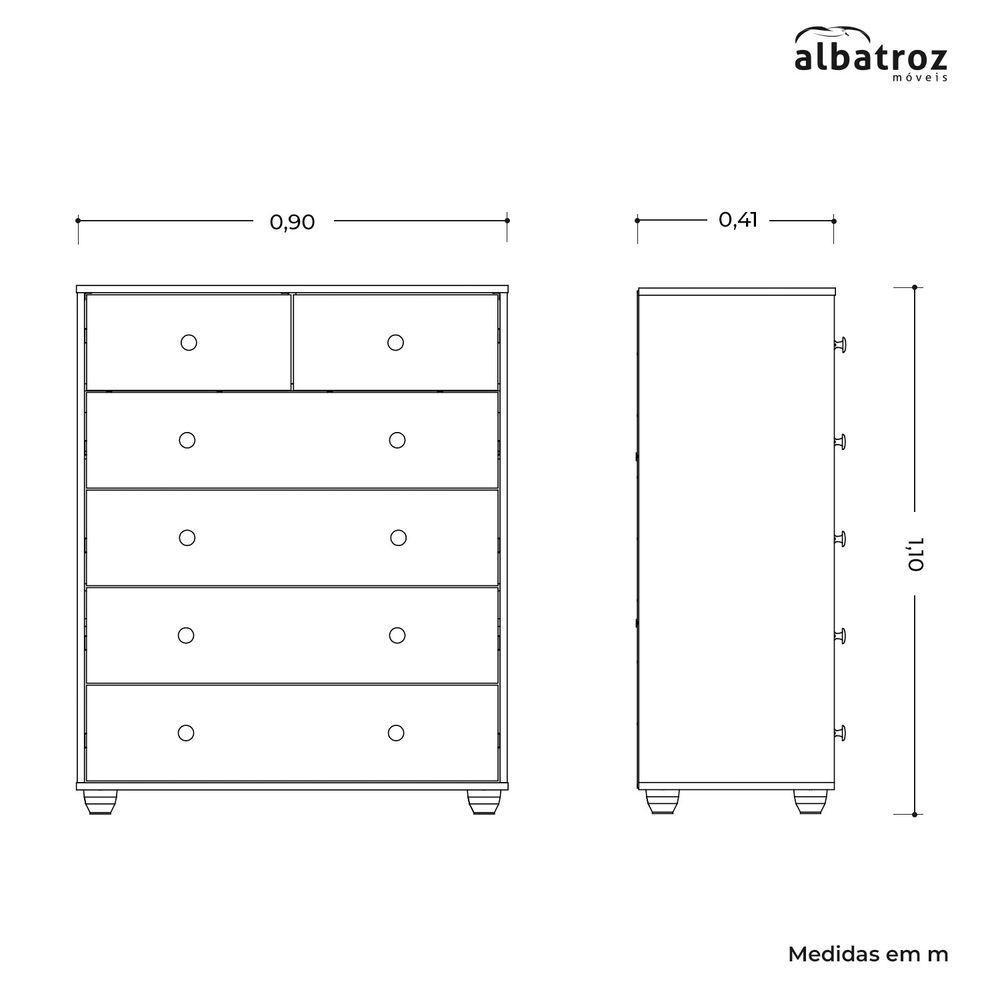 Cômoda Vittoria Branco Fosco Liso - Albatroz Móveis - 3