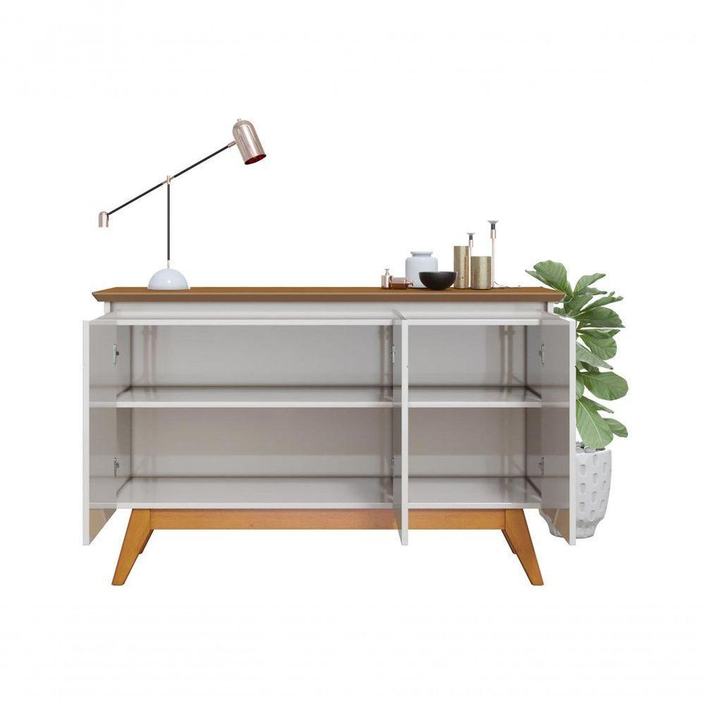 Buffet Classic 3 Portas Off White Com Freijó E Espelho - Imcal Móveis - 5