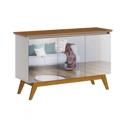 Buffet Classic 3 Portas Off White Com Freijó E Espelho - Imcal Móveis