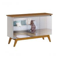 Buffet Classic 3 Portas Off White Com Freijó E Espelho - Imcal Móveis - 1