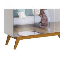 Buffet Classic 3 Portas Off White Com Freijó E Espelho - Imcal Móveis