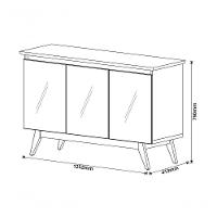 Buffet Classic 3 Portas Off White Com Freijó E Espelho - Imcal Móveis - 6