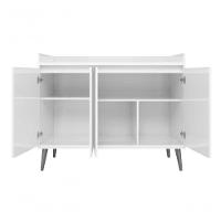Buffet Aparador Retrô Clássico 3 Portas Branco Gloss - Moveisaqui