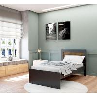 Cama Solteiro Prisma Preto Com Jequitibá - Jea Móveis - 2