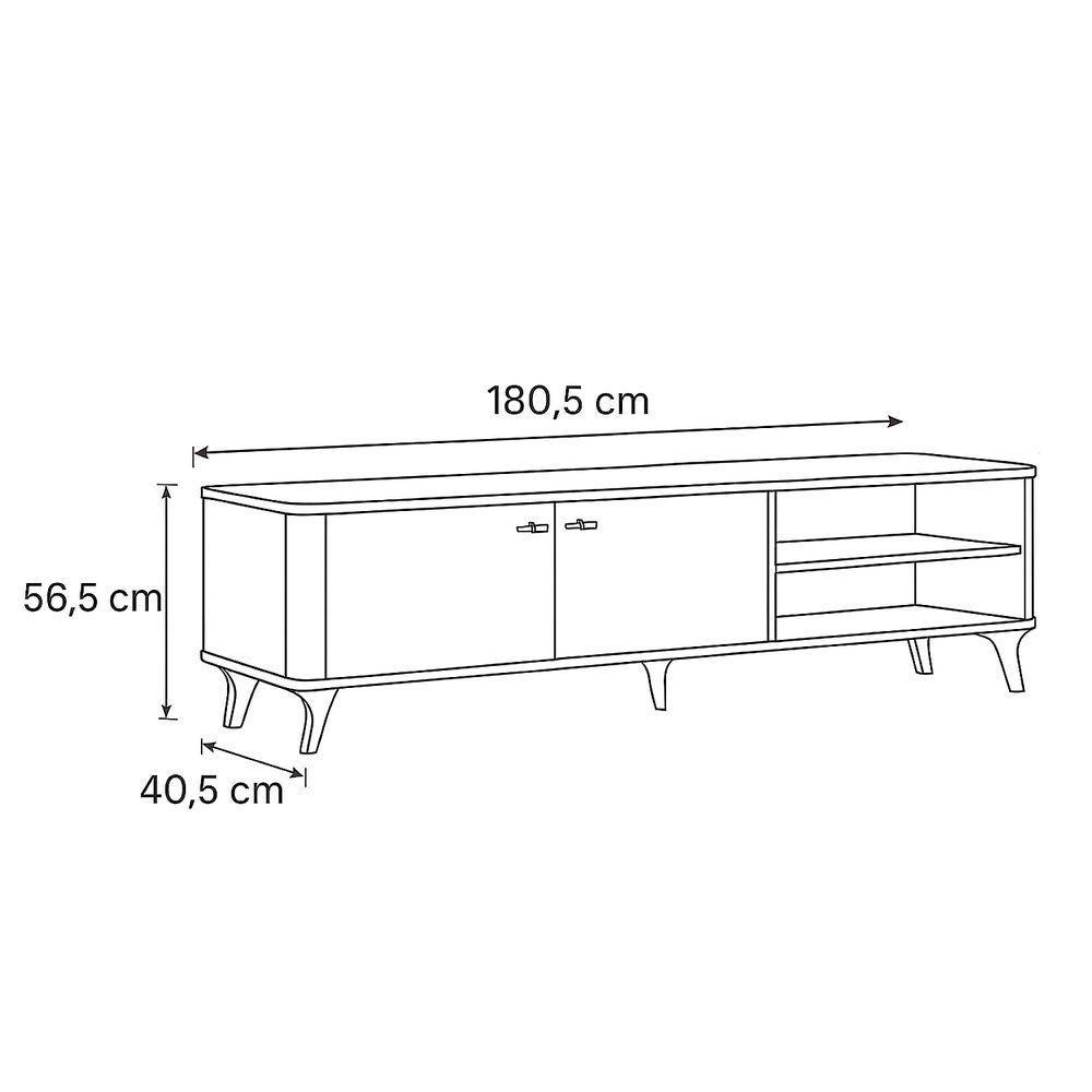 Rack Aruma 1.8 Com 3 Portas E Cantos Arredondados Off White - 6