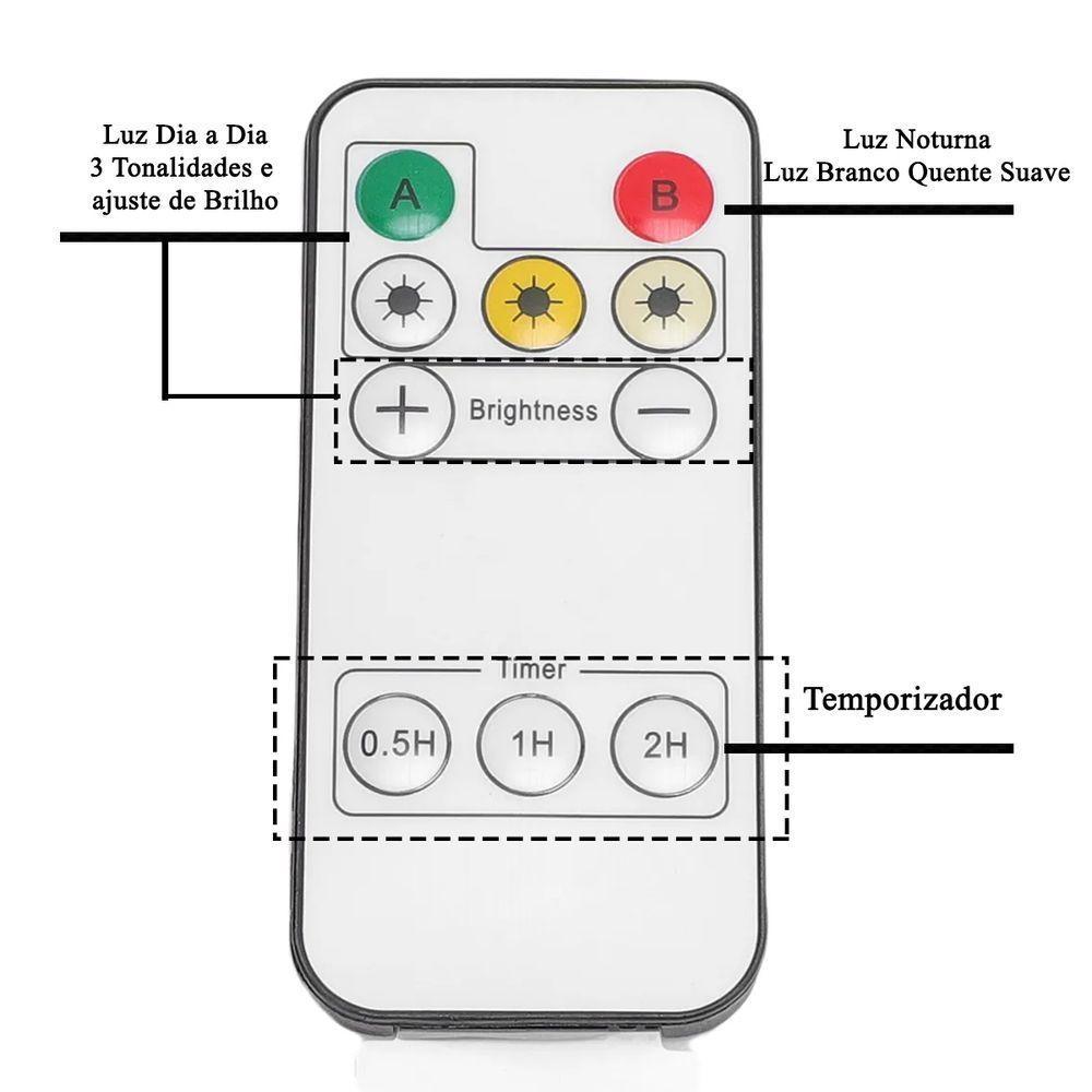 Luminaria Arandela 3 Tons Bateria Led Recarregavel Usb Controle Mesa Parede Iluminaçao Quarto Sala Trabalho Leitura - 4
